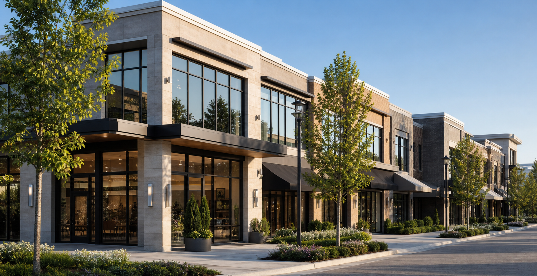 Contemporary commercial storefronts for brokerage advisory