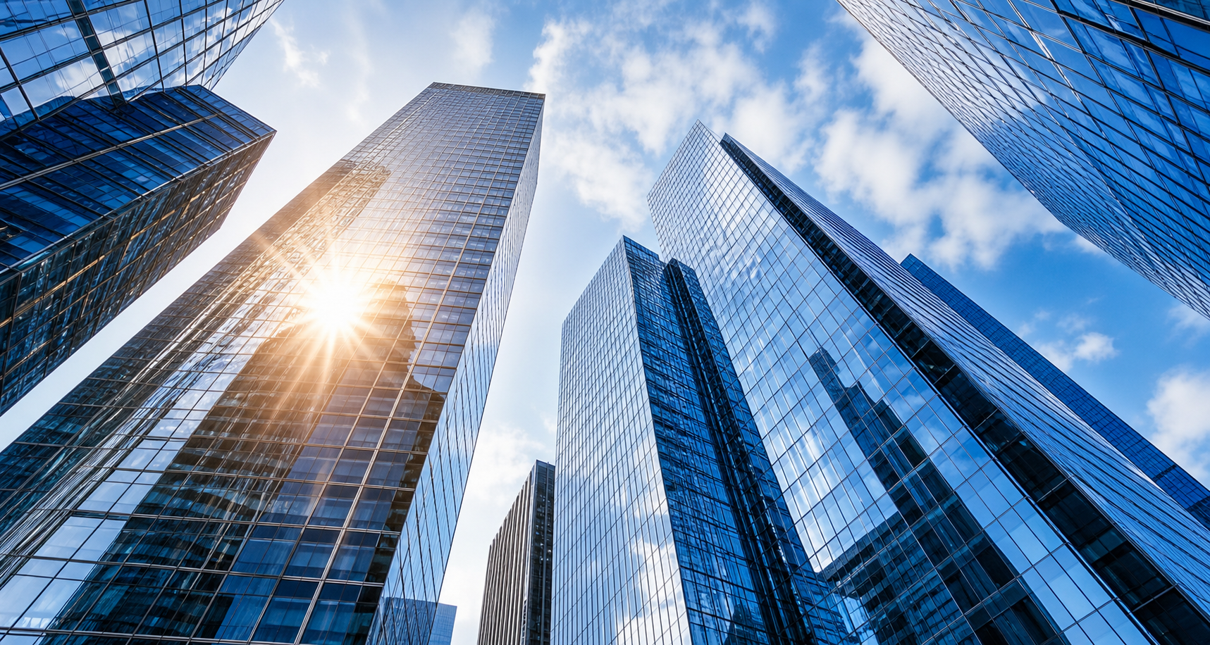 Modern glass office towers for capital advisory